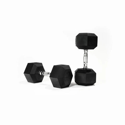 Image of 7.5KG PAIR OF RUBBER HEX DUMBBELLS