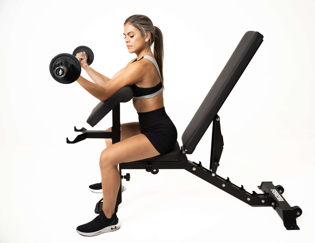 Force USA Adjustable Flat Incline Decline Weights Gym Bench with Arm and Leg Developer
