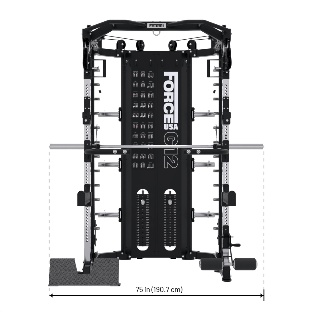 Force USA G12  Power Rack Smith Machine Dip Station Chin Up Station And Multi Functional Trainer Cable Cross Over Gym All In One