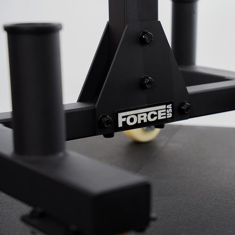 Image of Force USA Olympic Bumper Plate Weights Gym Barbell Storage Rack Tree