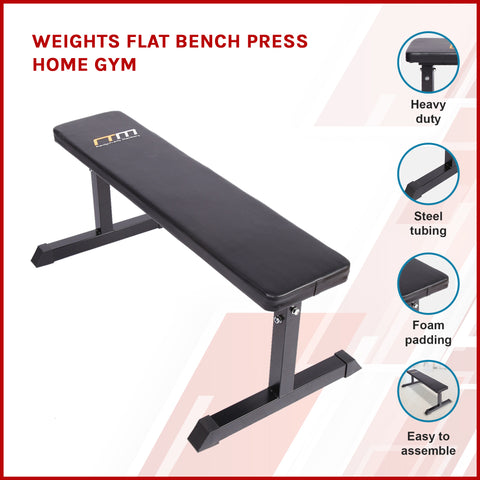 Image of Weight Lifting Flat Bench Gym Weights Strength Bench