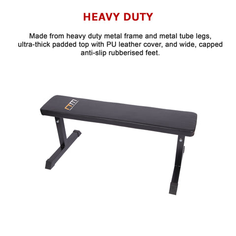 Image of Weight Lifting Flat Bench Gym Weights Strength Bench