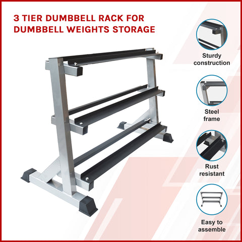 Image of 3 Tier Dumbbell Rack for Dumbbell Weights Storage