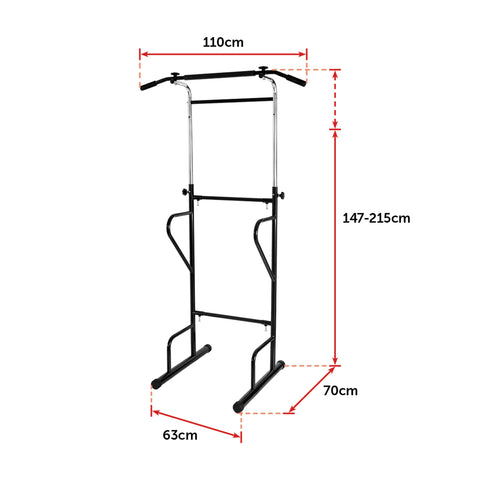 Image of Adjustable Power Tower Dip Bar Pull Up Stand Fitness Station