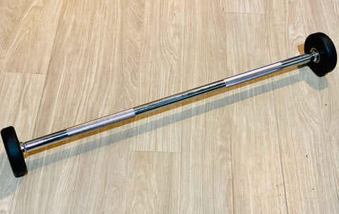 Image of 15kg Fixed Straight Exercise Barbell Rubber Weight Steel Bar