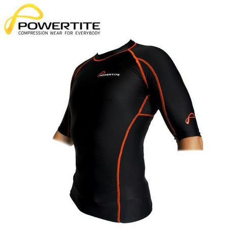 Image of POWERTITE MEN COMPRESSION TIGHTS SKINS SHORT SLEEVES TOP - SIZE SMALL - sweatcentral