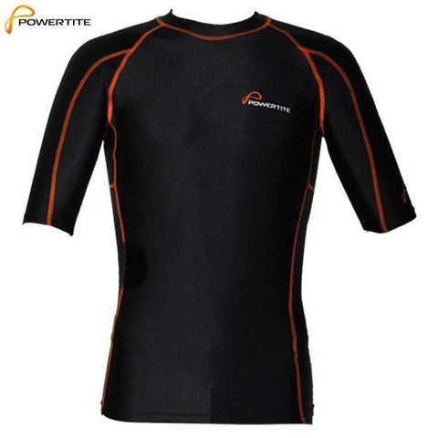 Image of POWERTITE MEN COMPRESSION TIGHTS SKINS SHORT SLEEVES TOP - SIZE SMALL - sweatcentral