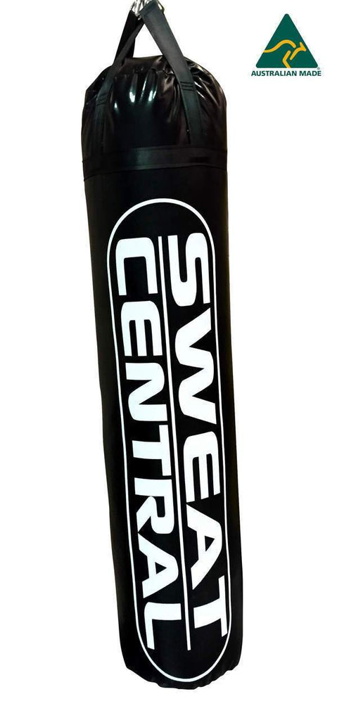 5ft SWEAT CENTRAL AUSSIE MADE BOXING PUNCHING BAG KICKBOXING MMA BLACK - sweatcentral