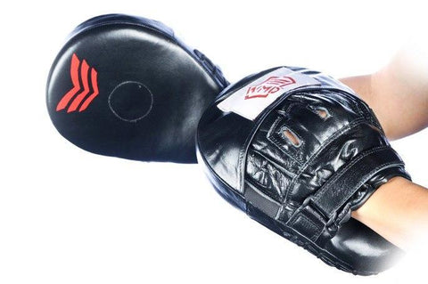 Image of CURVED 100% LEATHER BOXING MMA PUNCH FOCUS PAD MITTS - sweatcentral