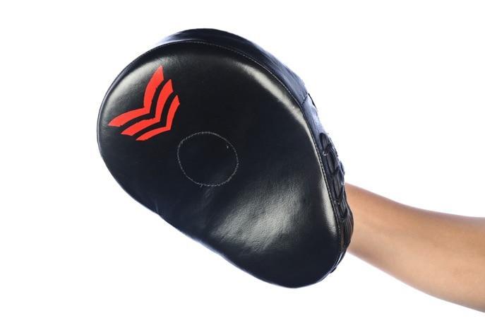 CURVED 100% LEATHER BOXING MMA PUNCH FOCUS PAD MITTS - sweatcentral