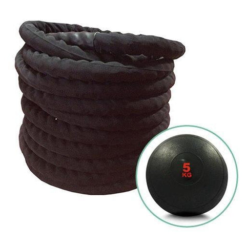 Image of 12m BATTLE ROPE & 5KG SLAM BALL SET - sweatcentral