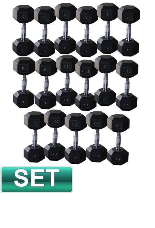 20KG - 40KG RUBBER HEX DUMBELL SET - sweatcentral