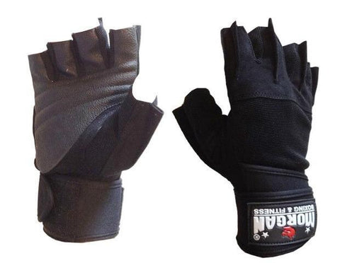 Image of MORGAN ''SHARK'' WEIGHT LIFTING GLOVES WEIGHT LIFTING GYM GLOVES - LONG WRIST STRAP - sweatcentral