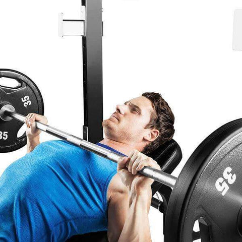 Image of MARCY HALF CAGE SQUAT RACK BENCH PRESS PULL UP STATION WITH WEIGHT STORAGE SM8117 - sweatcentral