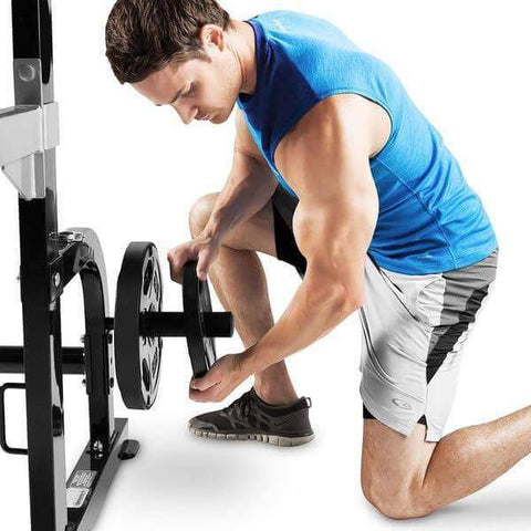 Image of MARCY HALF CAGE SQUAT RACK BENCH PRESS PULL UP STATION WITH WEIGHT STORAGE SM8117 - sweatcentral
