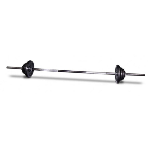 Image of Set Of Standard 60" Spin Lock Barbell And 22.5kg Cast Iron Standard Weight Plates And Collars