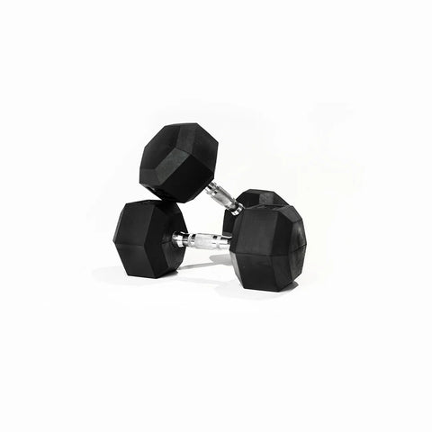 Image of 7.5KG PAIR OF RUBBER HEX DUMBBELLS