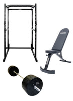 Force USA 50kg Gym Package Power Cage Olympic Barbell Adjustable Bench And Bumper Plates
