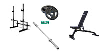 Set - Squat Rack, Adjustable Bench, 15kgs Olympic Barbell And 30kg Olympic Weights Collars