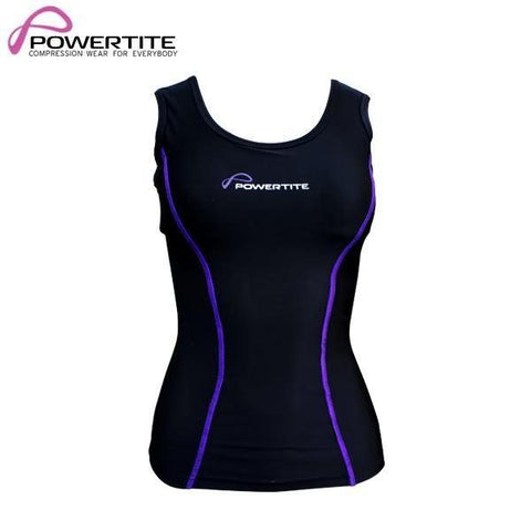 Image of POWERTITE WOMENS COMPRESSION SKINS SLEEVELESS TANK TOP SINGLET & SUPPORT BRA - Size Small - sweatcentral