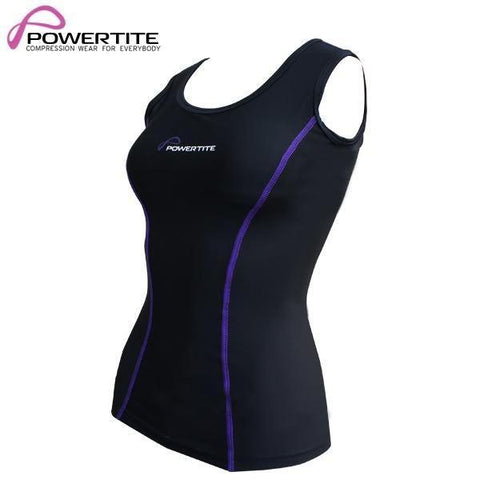 Image of POWERTITE WOMENS COMPRESSION SKINS SLEEVELESS TANK TOP SINGLET & SUPPORT BRA - Size Small - sweatcentral