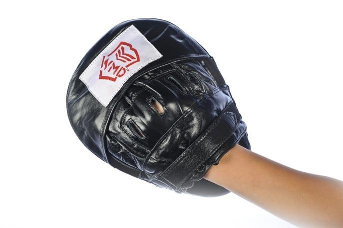 CURVED 100% LEATHER BOXING MMA PUNCH FOCUS PAD MITTS - sweatcentral