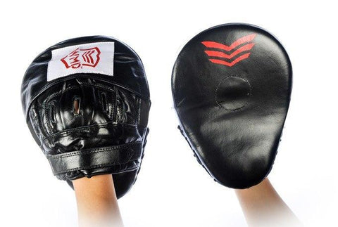 Image of CURVED 100% LEATHER BOXING MMA PUNCH FOCUS PAD MITTS - sweatcentral