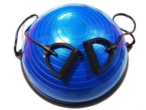BOSU EXERCISE BALL WITH RESISTANCE BANDS AND HANDLES BALANCE BALL - sweatcentral