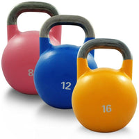 SET OF 8KG 12KG 16KG COMPETITION PRO GRADE STEEL KETTLEBELL KETTLE BELL GYM WEIGHT - sweatcentral