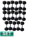 10KG - 35KG RUBBER HEX DUMBBELL GYM WEIGHTS SET