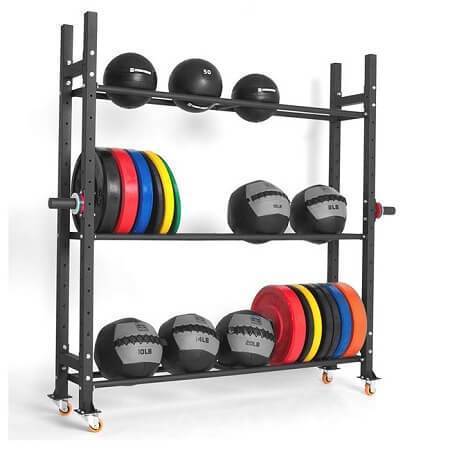 3 TIER MULTI PURPOSE STORAGE RACKING SYSTEM MEDICINE BALL RACK WEIGHT PLATES RACK - sweatcentral