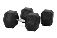 50KG PAIR OF RUBBER HEX DUMBBELLS - sweatcentral