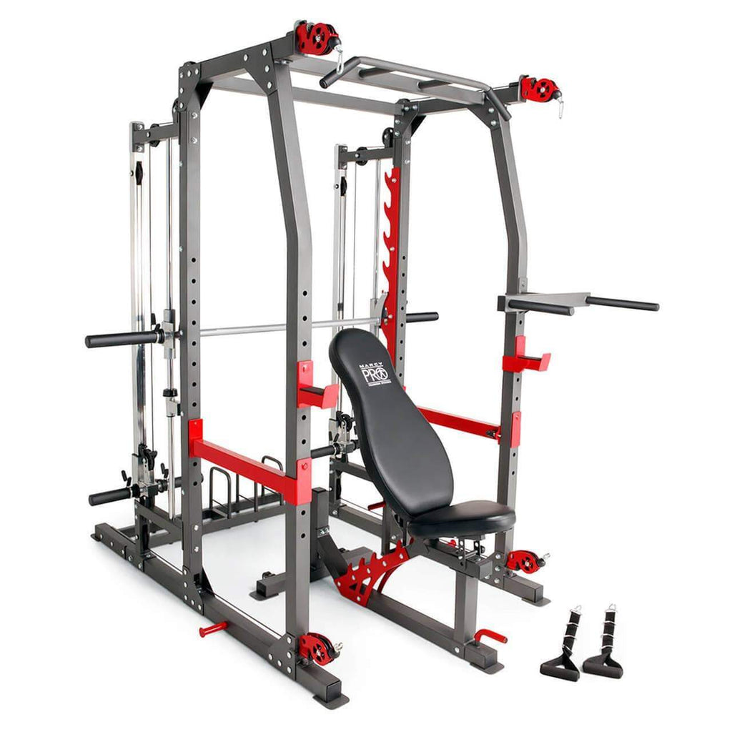 MARCY MULTI FUNCTIONAL TRAINER POWER CAGE RACK & SMITH MACHINE CABLE CROSS OVER GYM ALL IN ONE - sweatcentral