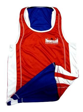 Image of MORGAN REVERSIBLE RED/BLUE TRAINING BOXING COMPETITION SINGLET - sweatcentral