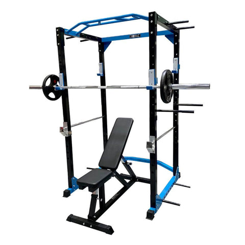 Image of 70kg GYM PACKAGE POWER CAGE OLYMPIC BARBELL ADJUSTABLE BENCH AND WEIGHT PLATES