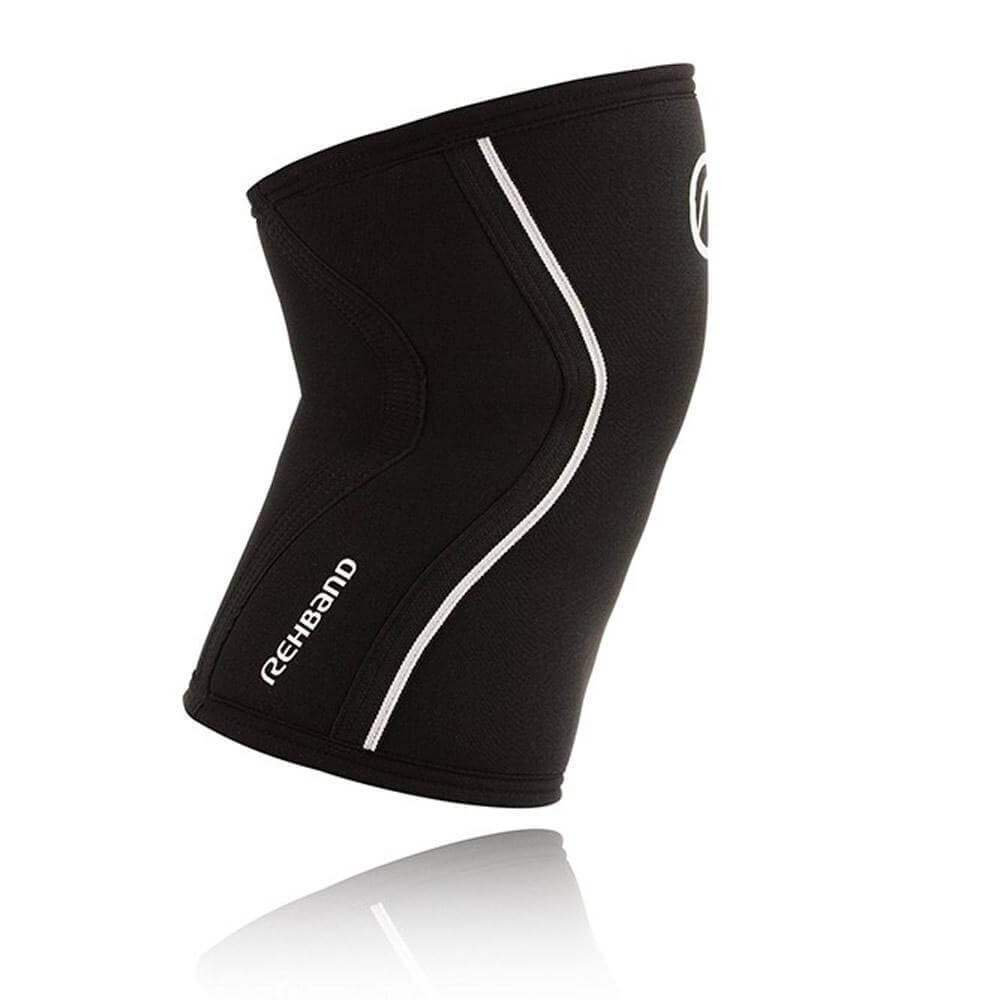 REHBAND UNISEX KNEE SLEEVES RX SUPPORT 5MM BLACK POWERLIFTING WEIGHTLIFTING - sweatcentral